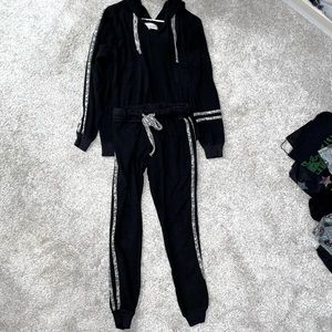 Vintage Havana Black Leopard Trim Sweatsuit